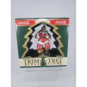 Coca-Cola Trim A Tree Collection 1947 Santa on Stool Ornament 1990 Vintage Coke